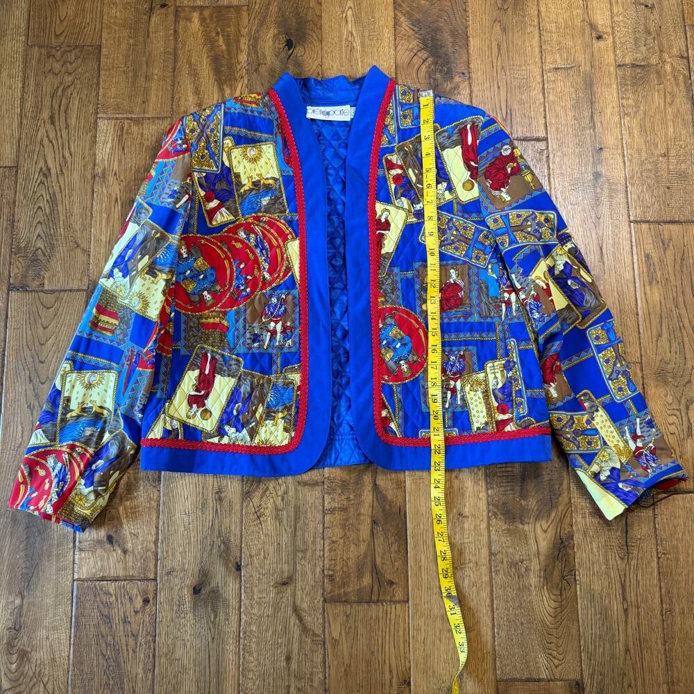 VTG 80s Pret a Porter Crest Baroque Quilted Bomber Jacket Skirt Blouse Sz 14 USA - Picture 15 of 16